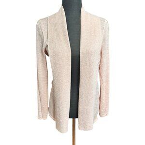 Chico's Cardigan Size 1 Medium Pink Open Shimmer Knit Sweater Women Top Shirt